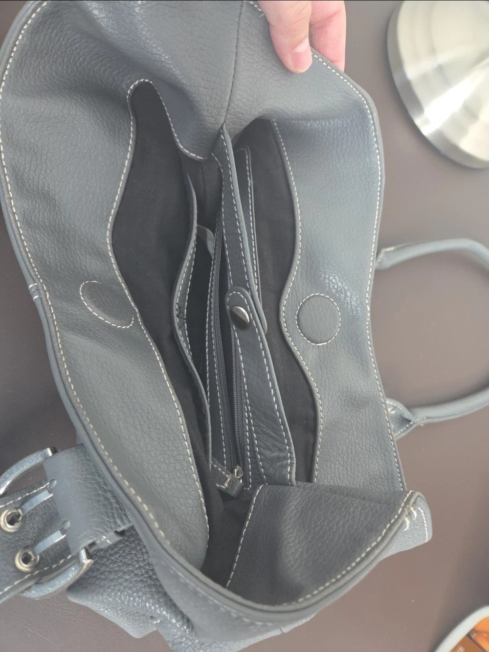 Tignanello Pebbled Leather Shoulder Tote in Slate Blue - Picture 14 of 16